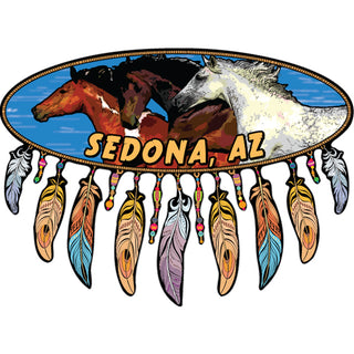 Sedona  AZ Oval Dreamcatcher w Horses Sticker