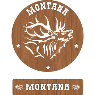 Wood Circle Elk   Montana Wood Circle Sign Elk Sticker