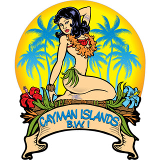 Cayman Islands B.W.I Kneeling Islander Girl Sticker