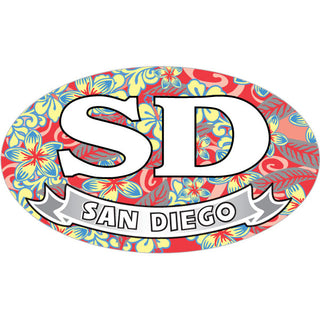 San Diego   Floral Euro Oval Sticker