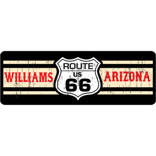 Williams  Arizona   Distressed Tan Strip Route 66 Shield Sticker