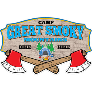 Red Axes Camping Sign   Great Smoky Mountains Red Axes Camping Sign Sticker