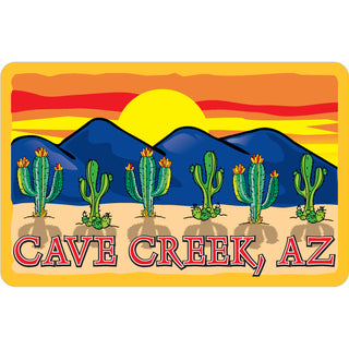 Cave Creek  AZ Cactus w Mountain Sunset Sticker