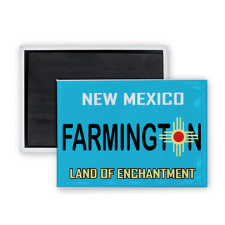 Farmington  NM Blue License Plate Rectangle Badge Magnet