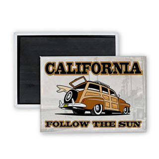 California Woody Follow the Sun Rectangle Badge Magnet