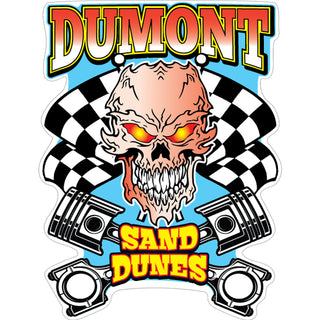 Dumont   Checkered Flag Skull & Pistons Sticker