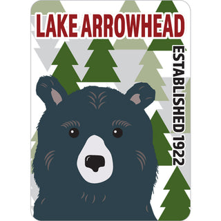 Lake Arrowhead   Minimalist Bear and Pine Trees Sticker