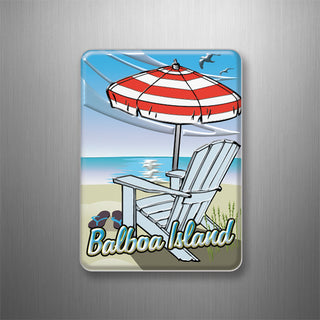 Balboa Island   Umbrella Beach Chair Scene 3D Magnet