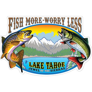 Lake Tahoe   Fish More Worry Less Sticker