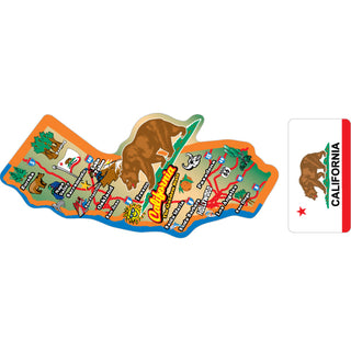 California Map and Flag 2up Sticker