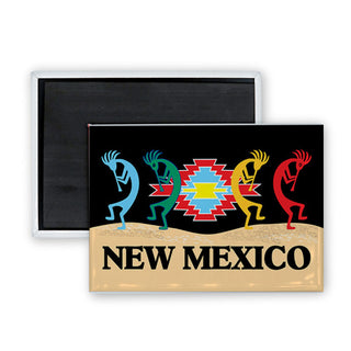 New Mexico Four Kokopellis (00036) Rectangle Badge Magnet