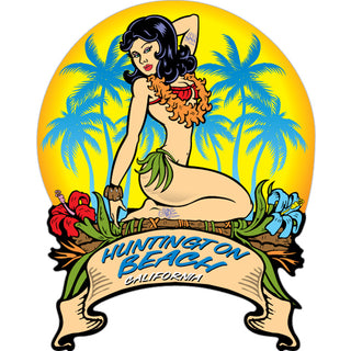 Huntington Beach  California  Kneeling Islander Girl Sticker