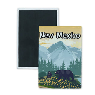New Mexico Bears on Mountain Trail Rectangle Badge Magnet
