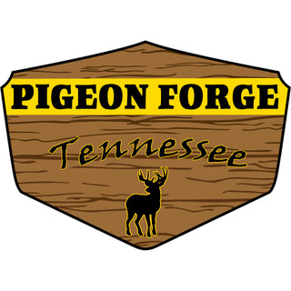 Pigeon Forge  Tennessee   Wide Wood Deer Shield Sticker