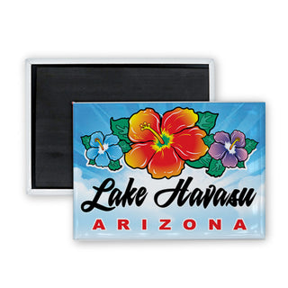 Lake Havasu  AZ Triple Hibiscus Rectangle Badge Magnet