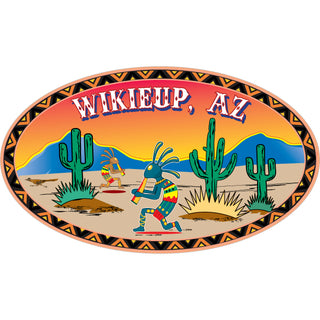Wikieup AZ Kokopelli Cactus Desert Scene Sticker