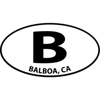 Balboa California   Black & White Euro Oval Sticker