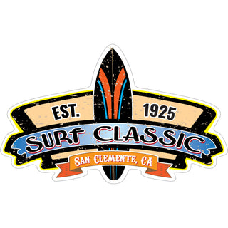 San Clemente  California   Surf Classic Black Surfboard Sticker