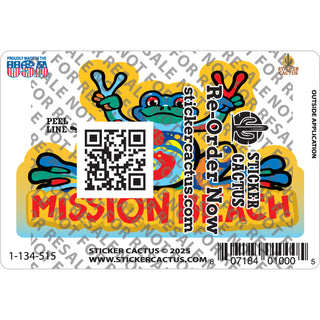 Mission Beach Peace Frog Sticker