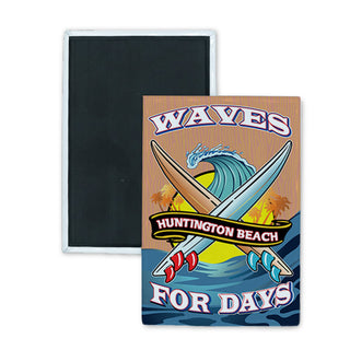 Huntington Beach Waves for Days Rectangle Badge Magnet