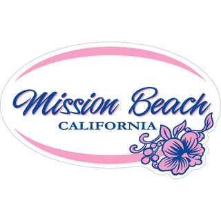 Mission Beach California   Hibiscus Oval Sticker