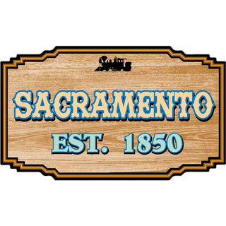 Sacramento  CA Wood Icon Sign Sticker