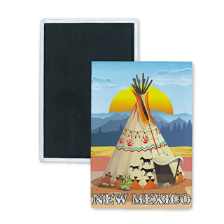 Tee Pee w Mountain Sun Sce Gallup New Mexico   Rectangle Badge Magnet Rectangle Badge Magnet