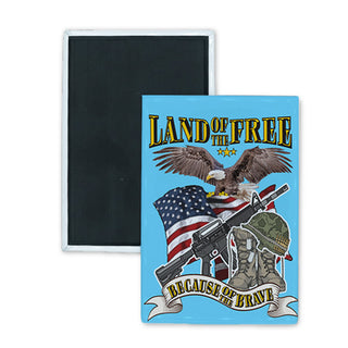 Novelty   Free and Brave Rectangle Badge Magnet