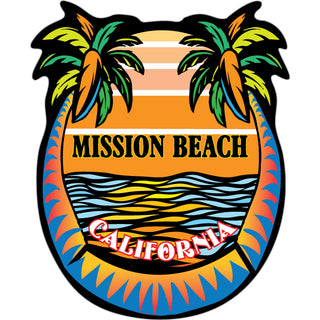 Mission Beach  California Stylized Palm Sun Water Sticker