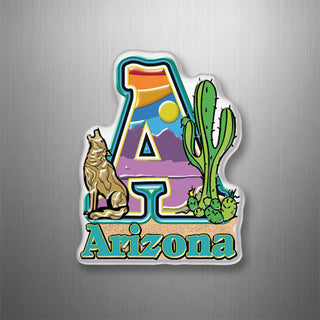 ARIZONA BIG A COYOTE AND CACTUS 3D Magnet