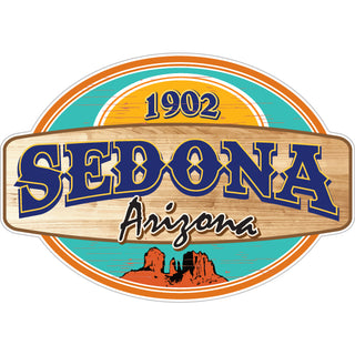 Sedona  Arizona Oval Wood Sign In Middle Sticker