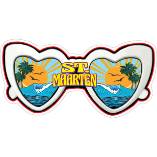 St. Maarten   Heart Glasses Sticker