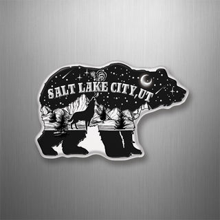 UTAH SALT LAKE BEAR BLACK AND WHITE 3D Magnet