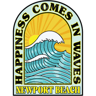 Newport Beach   Happiness Comes In Waves Sticker