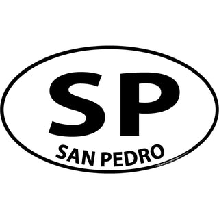 OK4 SP San Pedro Euro Oval Black & White  (00500) Sticker