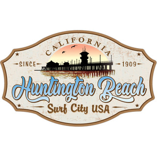 Huntington Beach  California   Vintage Pier Silhouette Sticker