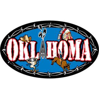 Oklahoma   Blue Icon Oval Sticker