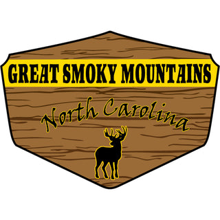 OK4 Great Smoky Mountains Wood Shield NC with Deer Sticker