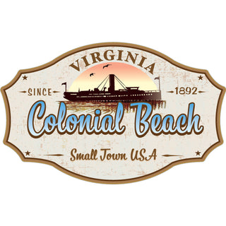 Colonial Beach   Vintage Rectangle Pier Silhouette Sticker