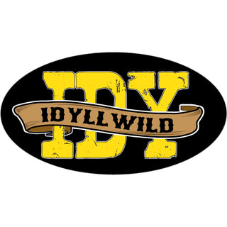OK4 Idyllwild IDY Gold Letters on Black Oval mini (00276) Sticker