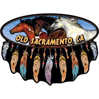 Old Sacramento  CA Horse Oval Dreamcatcher Sticker