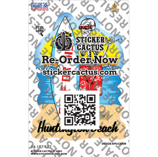Huntington Beach Skeleton Surfer Sticker