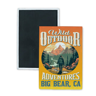 Big Bear OUTDOOR ADVENTURE HIKER Rectangle Badge Magnet