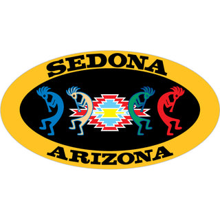 Sedona  AZ 4 Kokopelli Gold Oval Sticker