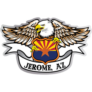 Jerome Arizona Flag Shield Held by Eagle Sticker