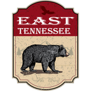 East Tennessee   Red Sign with Black Bear Sticker