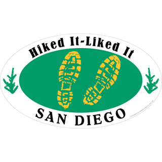 San Diego CA Hiked it Liked Green Oval Sticker