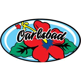 Carlsbad Red Hibiscus Oval Sticker