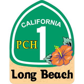 Long Beach   PCH 1 Flower Sign Sticker