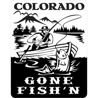 OK4 Colorado Gone Fishin B&W Sticker